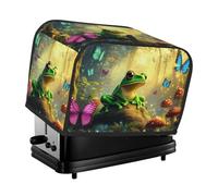 Funda para tostadora con diseño de ranas y mariposas en el bosque encantado para 2 rebanadas de cocina, con bolsillos, protección contra el polvo y las huellas dactilares