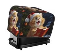 Funda para tostadora de 2 rebanadas con bolsillos y asa superior, fundas para hacer pan pequeño, diseño de gato cantando villancicos de Navidad, cocina, pequeños electrodomésticos, lavable, universal