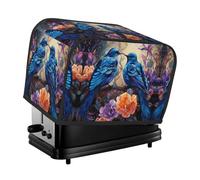 Funda para tostadora de 2 rebanadas con estampado de pájaro azul en flor, a prueba de polvo, resistente al aceite, protege pequeños electrodomésticos de cocina