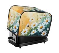 Funda para tostadora de flores blancas con 2 rebanadas de cocina, fundas para electrodomésticos pequeños con bolsillos, protección contra el polvo y las huellas dactilares