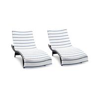 Funda para tumbona Arkwright Las Rayas (paquete de 2) - Toalla de rizo 100 % algod n suave a rayas con bolsillo para silla de playa, piscina y ex