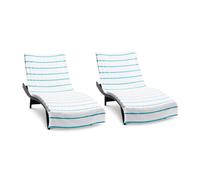 Funda para tumbona Arkwright Las Rayas (paquete de 2) - Toalla de rizo 100 % algodσn suave a rayas con bolsillo para silla de playa, piscina y ex
