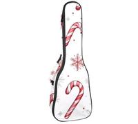 Funda para ukelele de concierto de bastones de caramelo y copos de nieve con almacenamiento, impermeable, 1 cm de grosor, acolchado de esponja, Multicolor 01, 25.9x9x3.1in/66x23x8cm, Organizador de