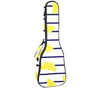 Funda para ukelele de concierto, lonchas de limón en rayas marinas, bolsa de ukelele soprano para niñas, mochila de ukelele con correas ajustables y velcro fijable, 26 pulgadas