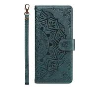 Funda para Vivo V70 5G de piel sintética, con tapa tipo cartera, diseño de mandala en relieve con TPU a prueba de golpes, ranuras para tarjetas, cierre magnético, función atril, color verde