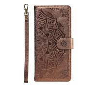 Funda para Vivo V70 5G de piel sintética, con tapa tipo cartera, diseño de mandala en relieve con TPU a prueba de golpes, ranuras para tarjetas, cierre magnético, función atril, color marrón