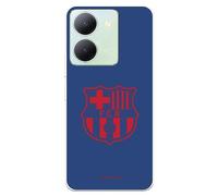 Funda para Vivo Y36 del FC Barcelona Escudo Rojo Fondo Azul tansparente para Proteger tu móvil. Carcasa de Silicona Flexible con Licencia Oficial FC Barcelona