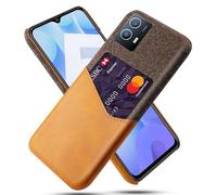 Funda para Vivo Y55 5G,Antideslizante,Protección contra caídas de 360°,Resistencia a Las Huellas Digitales,Eestuche de Cuero de Lienzo y PU con 1 Ranura para Tarjetas detrás-Brown