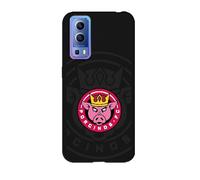 Funda para Vivo Y72 5G - Vivo Y52 5G Oficial de Kings League Porcinos FC Fondo Negro en Silicona Líquida Negra [Flexible, Semidura y Ultra-Resistente] [Protección contra Caídas]