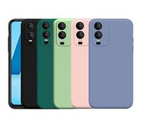 Funda para Vivo Y76 5G, 5 x Funda Suave de Mate Silicona TPU Gel Carcasa con Protección para Cámara (Negro + Verde Oscuro + Verde + Rosa + Azul Claro)