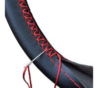 Funda para Volante Coche, Fundas Universal Interior Auto, Cubre Volante Coche, Protector Funda Volante Cuero con Aguja e Hilo para Coser, Anti Deslizante, Apto Diámetro 37/38 Cm (Negro con Hilo Rojo)