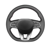 Funda para Volante Coche Negra Cosida A Mano para Hyundai para Santa para Fe 2019 Fundas para Volante(Black Thread)