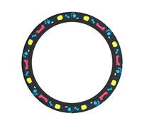 Funda para volante con estampado de huellas de perro y gato, diseño de arco iris, comodidad para uso diario, coche, camión, interior de vehículo