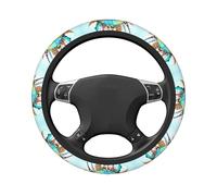 Funda para Volante con Estampado Vamos a Viajar por el Mundo, Bonita Funda elástica de 15 Pulgadas, Ajuste Universal, Accesorios para Coche para Mujeres y Hombres, protección Antideslizante y lavab