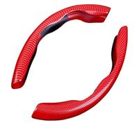 Funda para Volante de Auto Car Steering Wheel Cover For VW Passat CC 2010 2011 2012 2013 2014 2015 2016 2017 2018 Universal 2 Pcs Carbon Fiber Anti-Skid Protector(Red)