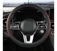 Funda para volante de automóvil, funda universal de cuero marrón de 14.5 a 15 pulgadas, piel de microfibra, antideslizante, transpirable, fundas para volante de automóvil para hombres y mujeres (negro