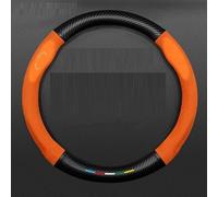 Funda Para Volante De Automóvil Para Toyota Para Auris Fibra Carbono Piel Ajuste Súper Fino Verano Invierno 4 Estaciones Mujer Hombre Accesorio(A-Orange-O4)