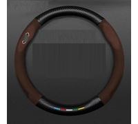 Funda Para Volante De Automóvil Para Toyota Para Auris Fibra Carbono Piel Ajuste Súper Fino Verano Invierno 4 Estaciones Mujer Hombre Accesorio(A-Brown-O2)
