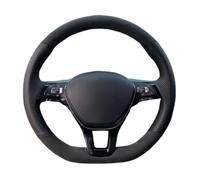 Funda para volante de coche cosida a mano, antideslizante y transpirable, de fibra ultrafina, envuelta con costuras, para Volkswagen VW Golf 7 Mk7 New Polo Jetta Passat B8 (hilo naranja)