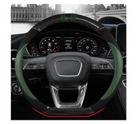 Funda para Volante de Coche de 38 cm con Forma de D, de Fibra de Carbono y Cuero, para A1 A3 A4 A5 A6 A7 A8 Q2 Q3 Q5 Q7 Q8 S4 S3 S5 S6 S8 RS6, Color Blanco (Verde).