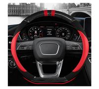 Funda para Volante de Coche de 38 cm con Forma de D, de Fibra de Carbono y Cuero, para A1 A3 A4 A5 A6 A7 A8 Q2 Q3 Q5 Q7 Q8 S4 S3 S5 S6 S8 RS6, Color Blanco (Rojo).