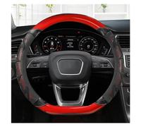 Funda para Volante de Coche de 38 cm con Forma de D, de Fibra de Carbono y Cuero, para A1, A3, A4L, A6L, A3, Q2L, Q3, Q5L, Q7, A5, A7 y TT. Funda para Volante de Coche con Panel Rojo-marrón (Rojo).