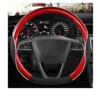 Funda para Volante de Coche de Fibra de Carbono y Cuero, Antideslizante, 38 cm, para Seat Tarraco, Arona, Ateca, Ibiza y Toledo (Rojo D)