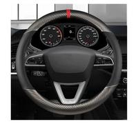 Funda para Volante de Coche de Fibra de Carbono y Cuero, Antideslizante, 38 cm, para Seat Tarraco, Arona, Ateca, Ibiza y Toledo (Gris)