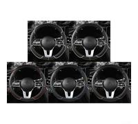 Funda para volante de coche en piel sintética con diseño de cuadros de diamante en relieve para un agarre cómodo y una larga resistencia al desgaste (negro y azul)