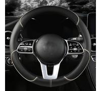 Funda para volante de coche en piel sintética con diseño de cuadros de diamante en relieve para un agarre cómodo y una larga resistencia al desgaste (beige oscuro)