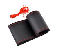 Funda para Volante Funda de Cuero Negro/Rojo/Azul para Volante de Coche, con Aguja Protectora (38 cm, 15"), Adhesivo para Focus 2, 3, Kia y Rio. Cubierta para Volante(Red)