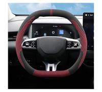 Funda para Volante Funda de Volante de Piel de Ante para MG ZS HS ES5 2025, Accesorios Interiores para Coche. Cubierta para Volante(Double D Black Red)