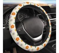 Funda para Volante Hippie Groovy Flores Linda Paz Fundas Volante De Coche Antideslizante Funda De Volant Goma Accesorios De Coche para Mujeres Y Hombres Camión SUV 38Cm