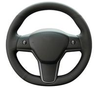 Funda para Volante Interior Coche Cosida A Mano para Tesla para Model 3 Y Antideslizante Transpirable Microfibra Cuero Funda de Volante con formaa de Mariposa