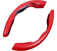 Funda para Volante para Skoda para Kamiq 2019 2020 2021 2022 2023 2024 2 uds Protector Antideslizante de Fibra de Carbono para Volante de Coche(Red)