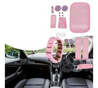 Funda para volante, soporte de teléfono de diamante, colección de posavasos, 21 piezas, accesorios interiores de automóvil para compatibilidad con vehículos (rosa)