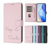 Funda para Xiaomi 11T/11T Pro, a prueba de golpes, de piel sintética, con tapa para teléfono, funda protectora con estampado de sonrisa en relieve, con tarjeteros, cierre magnético, soporte para