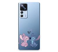 Funda para Xiaomi 12T - Xiaomi 12T Pro Oficial de Lilo & Stitch, Angel & Stitch Beso para Proteger tu móvil. Carcasa de Silicona Flexible con Licencia Oficial de Lilo & Stitch