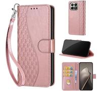 Funda para Xiaomi 15T, con Ranura para Tarjeta Cierre Magnético Flip Folio Protección Carcasa, Rosa Dorado
