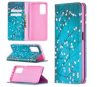 Funda para Xiaomi Mi 10T / 10T Pro, Premium PU Cuero Case Flip Protectora Cover con Soporte, Ranuras para Tarjetas Cierre Magnético Billetera Tapa Carcasa para Xiaomi Mi 10T / 10T Pro, Flor de ciruelo