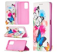 Funda para Xiaomi Mi 10T / 10T Pro, Premium PU Cuero Case Flip Protectora Cover con Soporte, Ranuras para Tarjetas Cierre Magnético Billetera Tapa Carcasa para Xiaomi Mi 10T / 10T Pro, Dos mariposas