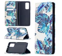 Funda para Xiaomi Mi 10T / 10T Pro, Premium PU Cuero Case Flip Protectora Cover con Soporte, Ranuras para Tarjetas Cierre Magnético Billetera Tapa Carcasa para Xiaomi Mi 10T / 10T Pro, Hojas azules