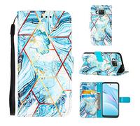 Funda para Xiaomi Mi 10T Lite, Mármol Diseño PU Cuero Case Flip Protectora Cover con Soporte, Ranuras para Tarjetas Cierre Magnético Billetera Tapa Carcasa para Xiaomi Mi 10T Lite, azul