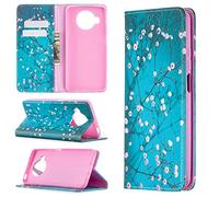 Funda para Xiaomi Mi 10T Lite, Premium PU Cuero Case Flip Protectora Cover con Soporte, Ranuras para Tarjetas Cierre Magnético Billetera Tapa Carcasa para Xiaomi Mi 10T Lite, Flor de ciruelo