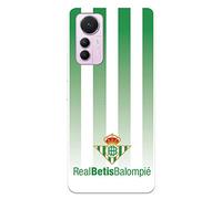 Funda para Xiaomi Mi 12 Lite 5G del Real Betis Balompié Fondo Rayas Verdiblancas para Proteger tu móvil. Carcasa para Xiaomi de Silicona Flexible con Licencia Oficial Real Betis Balompié