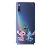 Funda para Xiaomi Mi 9 Oficial de Lilo & Stitch - Angel & Stitch Beso para Proteger tu móvil. Carcasa de Silicona Flexible con Licencia Oficial de Disney
