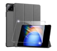 Funda para Xiaomi Pad 6S Pro 2024 12.4 Inches+1 Pack Cristal Vidrio Templado,con Función Soporte,Anti-Arañazos Protectora Case función-Grey