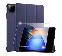 Funda para Xiaomi Pad 6S Pro 2024 12.4 Inches+1 Pieza Cristal Vidrio Templado Protector de Pantalla,Anti-rayaduras Funda Protectora Ultrafina Pliegues con función de Encendido/Apagado automático-Azul