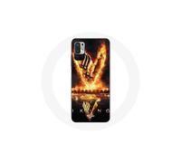 Funda para Xiaomi Poco M3 Pro Logo de la Serie Vikings Temporada 6 V Espada de Fuego Fondo Negro