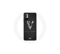 Funda para Xiaomi Poco M3 Pro Serie Vikingos Temporada 6 logo V Espada Gris Fondo Negro